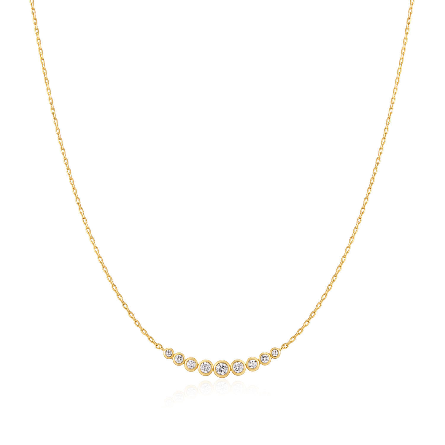  Luna Gaze - Colliers maillons - Argent / GP 14 carats - Zircone - 45cm